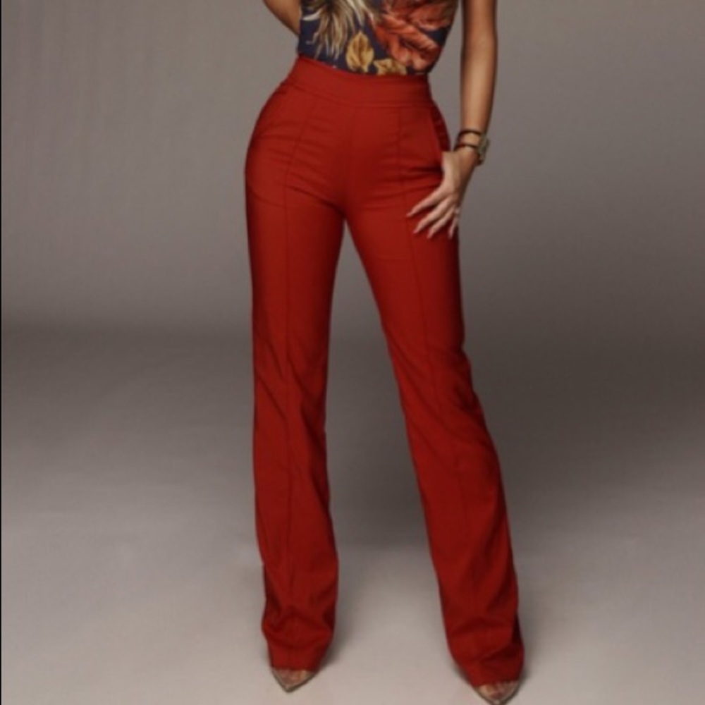 JLuxLabel - Red High Waist Trousers